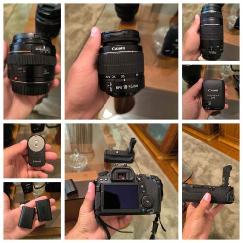 Canon 70D + 3 Lentes + Bolsa + GPS Tracker + Todos equipamentos.